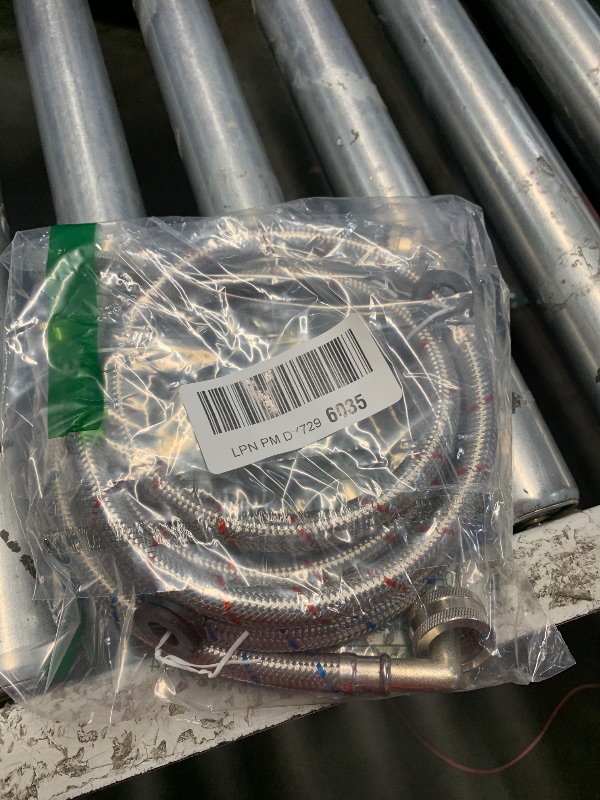 Photo 1 of ?UPGRADE?4FT Washing Machine Hoses with 90 Degree Elbow Premium Stainless Steel Burst Proof (cost-effective 2 pack) Red and Blue Striped Water Connection Inlet Supply Lines by Cenipar