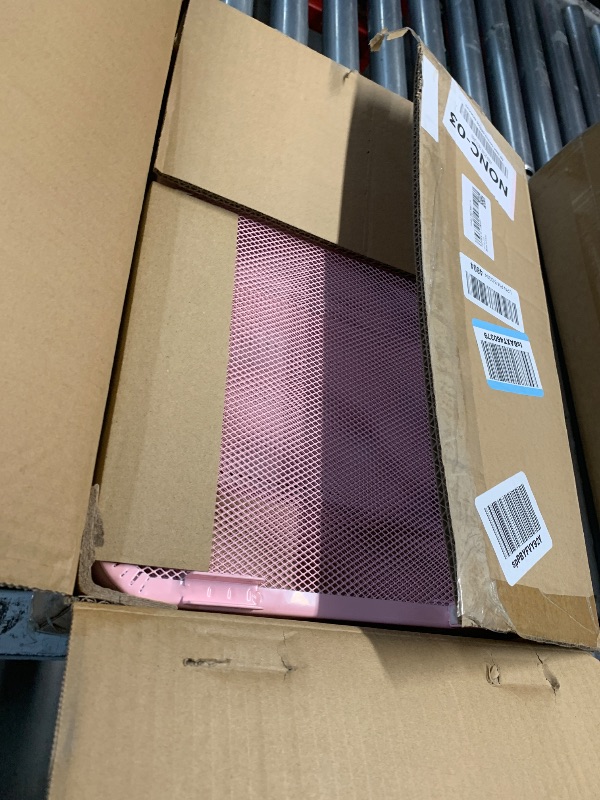 Photo 1 of TOOLF Metal Utility Cart No Screw, 3-Tier Easy Assemble Utility Serving Cart, Sturdy Storage Trolley with Handles & Lockable Wheels for Kitchen Garage Bedroom Bathroom, Light Pink