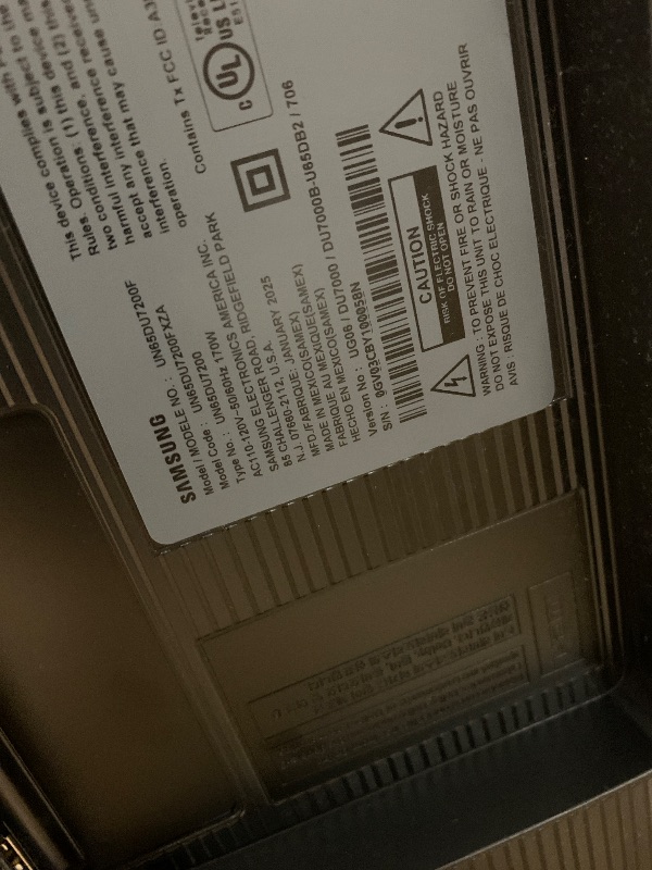 Photo 1 of ** BROKEN SCREEN, FINAL SALE **  Samsung Crystal DU7200 UN65DU7200F 65" Class Crystal Smart LED TV - 4K UHDTV - High Dynamic Range (HDR) - Titan Gray - HDR10+, Hybrid Log Gamma (HLG) - LED Backlight - Bixby, Alexa, Google ...