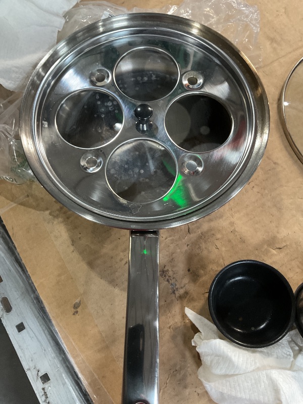 Photo 1 of (Used)(see images) Egg Poacher Pan - Stainless Steel Poached Egg Cooker – Perfect Poached Egg Maker – Induction Cooktop Egg Poachers Cookware Set 