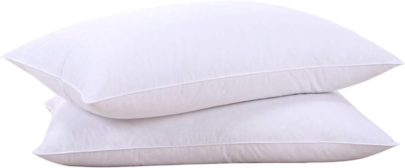 Photo 1 of (USED/FAIR) Goose Feathers and Down White Pillows with 100% Cotton Cover, Bed Sleeping Hotel Collection Pillows Set of 2, Standard Size