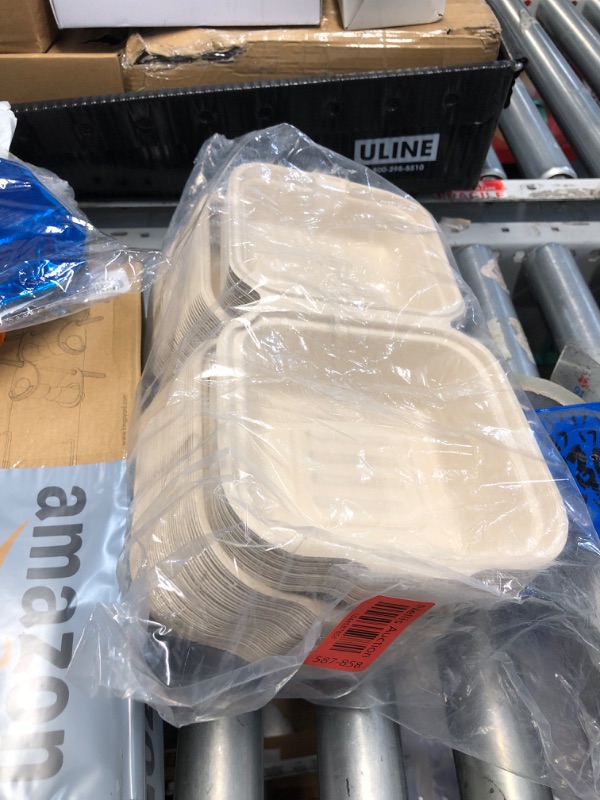 Photo 1 of [50 COUNT]Harvest Pack PFAS FREE 6 X 6" Compostable Square Hinged Container, Single Compartment Clamshell Takeout Box, Heavy-Duty Bagasse Food Container, Made from Eco-Friendly Plant Fibers