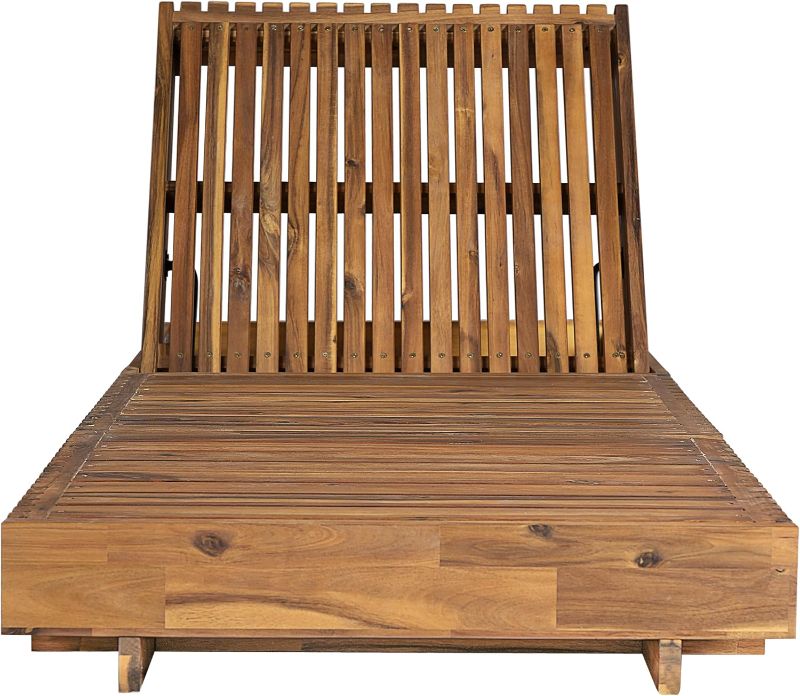 Photo 1 of **PARTIAL SET**MISSING UNKNOWN PARTS, PARTS ONLY**
Merax 4-Piece Acacia Wood Chaise Lounge Set w/ 6-Position Adjustable Backrest & Cushion - Outdoor Patio Poolside Furniture, Beige