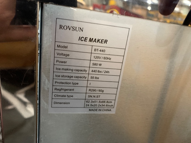 Photo 1 of ***MAY LEAK UNABLE TO TEST***ROVSUN 440lbs/24h Commercial Ice Maker, Large Freestanding Ice Machine with 77lbs Storage Bin & LCD Control Panel for Restaurant Bar Cafe Home Office, Includes Connection Hoses & Scoop
