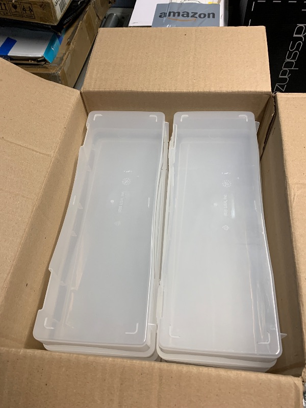 Photo 1 of (USED/FAIR) (SKINNY) IRIS USA Pencil Case Box Storage Container for Organizing with Snap Lid, 10-Pack, Big Capacity Stackable Plastic Pen Pouch for Craft Hobby Art Supplies Journaling Stationery Sticker, Clear, Large