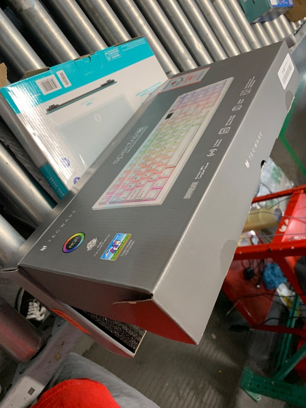 Photo 1 of TECWARE Spectre 96% RGB Mechanical Gaming Keyboard with Customizable LCD Screen, Multi-Function Knob, Gasket Mount, South Face 5-Pin Universal Hot-Swappable Sockets White Candy Red Switch