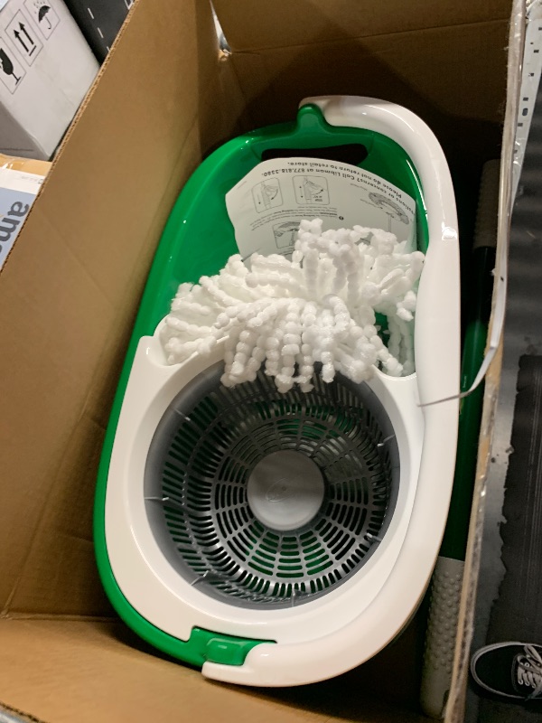 Photo 1 of ***(BROKEN HANDLE/ USED)***Libman Tornado Spin Mop System, Spinning Floor Mopping and Bucket with Wringer Set for Home, Hardwood, Laminate, Tile Cleaning, Includes 3 Machine Washable Replacement Head Refills (4 Total)