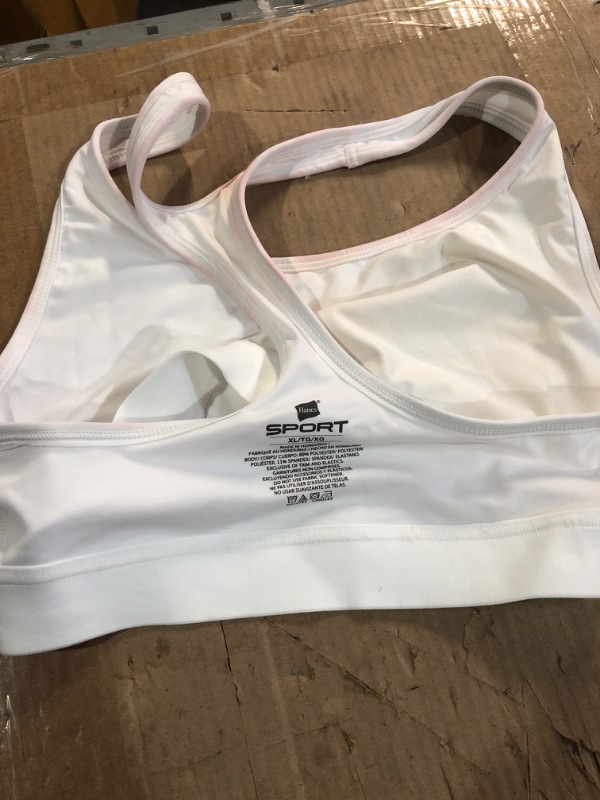 Photo 1 of (used)(see images) Hanes Women's Wireless Racerback Moisture-Wicking Stretch Sports Bra with Compression Support, 1, Black/White-2 Pack, X Large