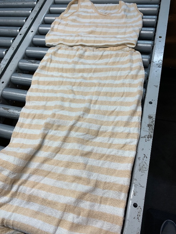 Photo 1 of (see images) Cicy Bell Women's Summer 2 Piece Outfits Striped Sleeveless Cropped Tank Top and Slit Midi Skirt
