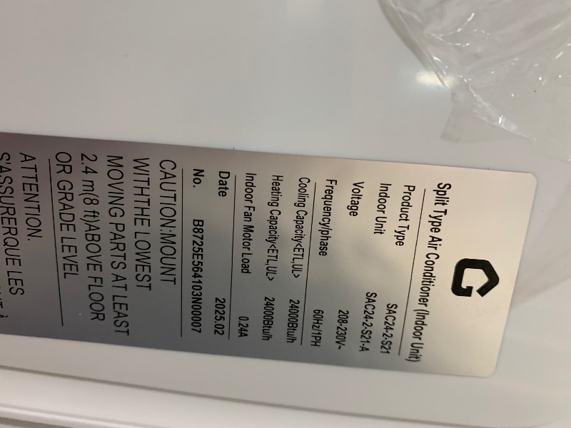 Photo 1 of (Indoor unit only) 21 SEER2 24000 BTU Mini Split Air Conditioner, 2025 New Update 230V Split AC Unit Heating and Coolings up to 1500