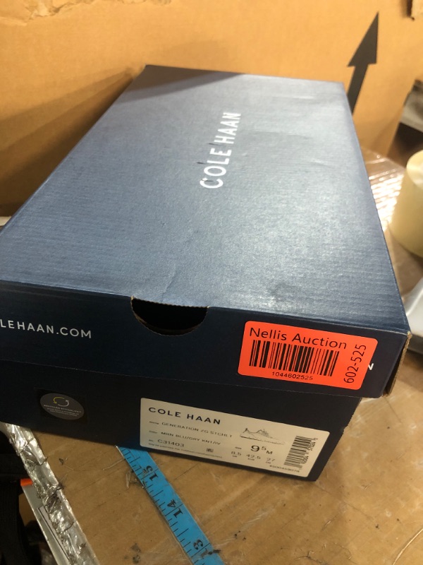 Photo 1 of ***(HEAVILY USED/ MINOR DAMAGE)***Cole Haan mens Generation Zerogrand Stitchlite Sneaker, Marine Blue/Gray Pinstripe Knit/Ch British Tan/Ivory, 9.5 US
