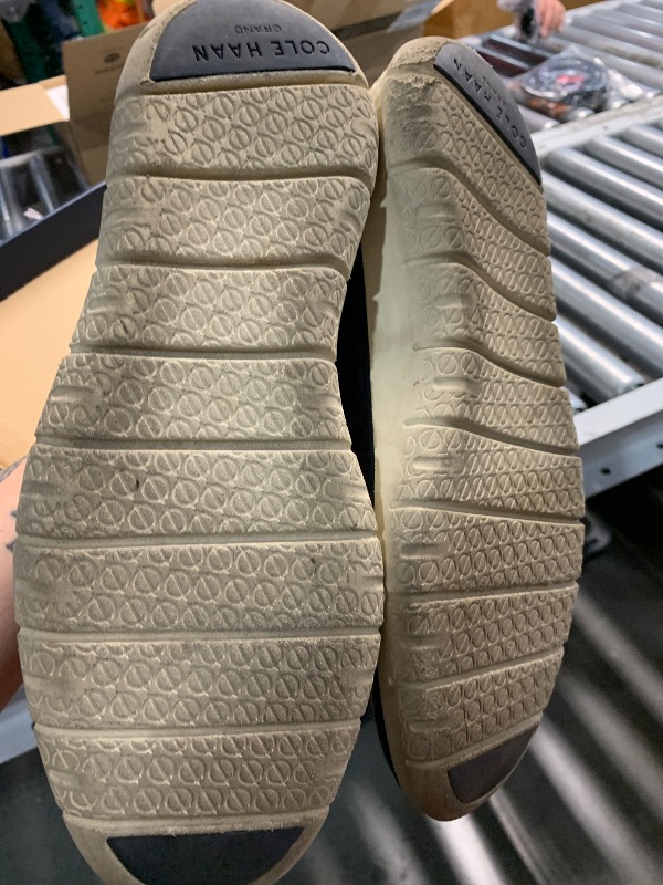 Photo 1 of ***(HEAVILY USED/ MINOR DAMAGE)***Cole Haan mens Generation Zerogrand Stitchlite Sneaker, Marine Blue/Gray Pinstripe Knit/Ch British Tan/Ivory, 9.5 US