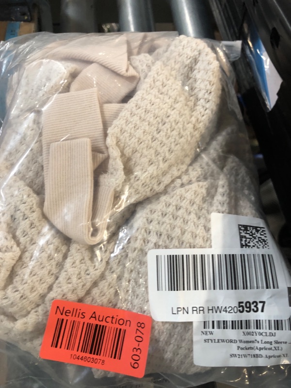 Photo 1 of STYLEWORD Women's 2025 Cardigan Sweaters Summer Fashion Lightweight Open Front Kimonos Knit Casual Long Beige Cream Cardigans Outfits Clothes with Pockets(Apricot-XL)