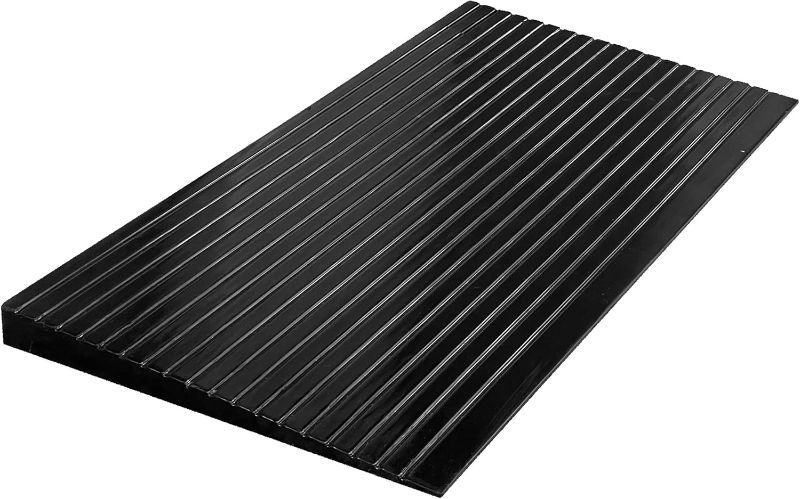 Photo 1 of Electriduct 2" Non Slip Rubber Threshold Wheelchair Ramp for Accessibility | Use with Wheelchairs, Mobility Scooters for Home, Steps, Stairs, Doorways, Curbs - 48" W x 16" L Black
