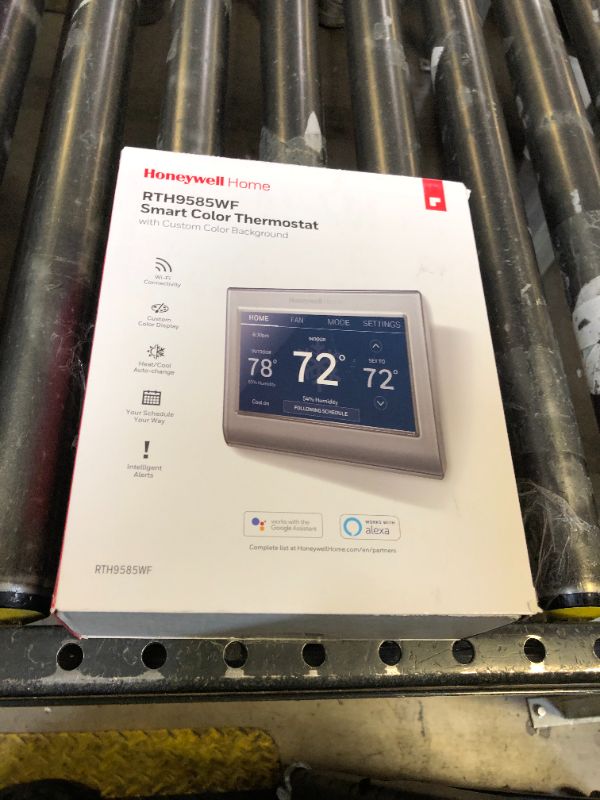 Photo 1 of Honeywell Home RTH9585WF Wi-Fi Smart Color Thermostat, 7 Day Programmable, Touch Screen, Energy Star, Alexa Ready, C-Wire Required, Not Compatible with Line Volt Heating Gray