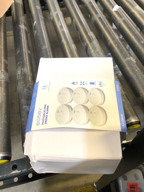 Photo 1 of Ecoey  Alarm Fire Detector, Battery Included Photoelectric Smoke Detector with Test Button and Low Battery Signal, Small Fire Alarm for Home, Bedroom FJ136GB, 6 Packs