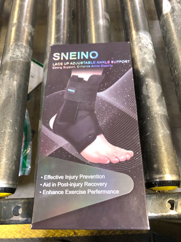 Photo 1 of SNEINO Ankle Brace for Women & Men - Ankle Brace for Sprained Ankle, Ankle Support Brace for Achilles, Tendon, Sprain, Injury Recovery, Lace up Ankle Brace for Running, Basketball, Volleyball (Large)
