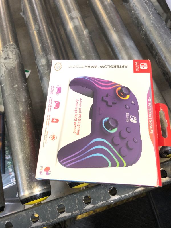 Photo 1 of PDP Afterglow Wave Wireless Nintendo Switch Pro Controller with Motion Controls, Fully Licensed for Switch/OLED, Customizable LED Lighting, 30 Foot Range, 20 Hour Rechargeable Battery Power: Purple
