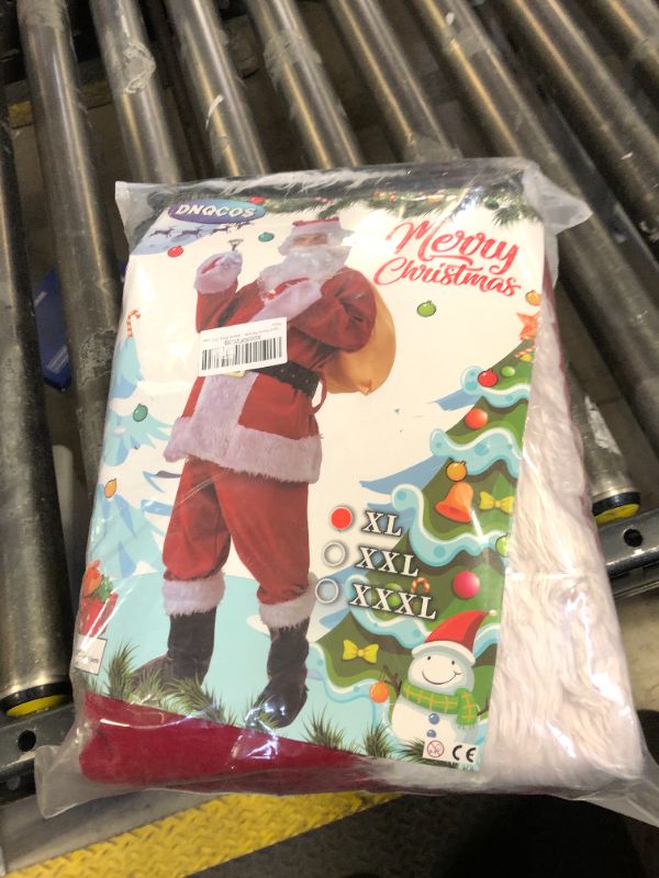 Photo 1 of 11pcs Men's Deluxe Santa Suit Velvet Christmas Adult Santa Claus Costume (Red, X-Large)