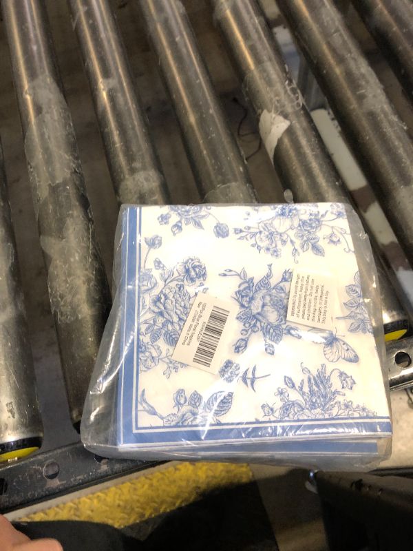 Photo 1 of 100Pcs Blue Floral Cocktail Napkins Decorations,Disposable Spring White Blue Guest Hand Towels Dinner Paper Napkins for Home Bathroom Baby Shower Picnic Wedding Birthday Tea Party Supplies,6.5x6.5 In