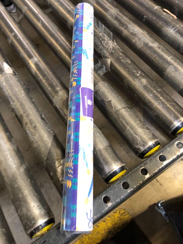 Photo 1 of WRAPAHOLIC Hanukkah Wrapping Paper Sheet - Menorahs, the Star of David, Candles Chanukah Design - 1 Roll Contains 8 Sheets - 17.5 inch X 30 inch Per Sheet