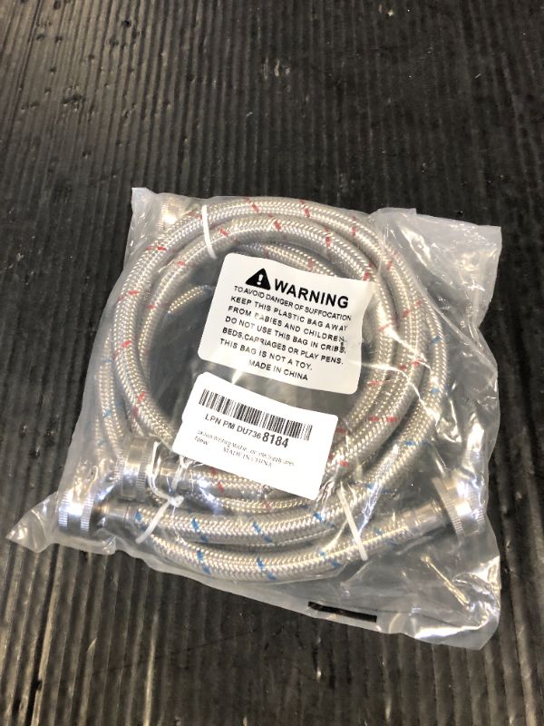 Photo 1 of Sikawai Washing Machine Hoses,Stainless Steel Washing Machine Hose 4 Foot 2Packs Braided Premium Washer Hoses Supply Lines-washer hoses 4ft Hot and Cold Striped Water Connection Inlet Supply Lines