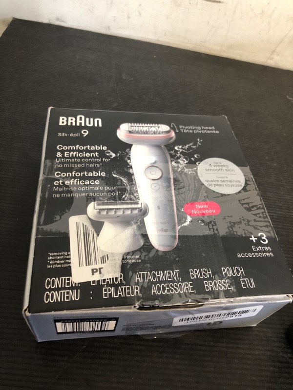Photo 1 of Braun Epilator Silk-épil 9, Hair Removal Device, Women Shaver & Trimmer, Pivoting Head, Wet and Dry Epilator, Includes Shaver Head and Trimmer Comb, SES9-030