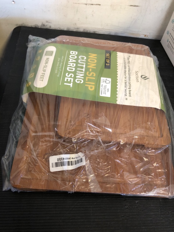 Photo 1 of 3 Packs Bamboo Cutting Board Set with Non Slip Feet and Over Sink Nice Solid Thick Wood Juice Groove Chopping Board Extra Large Big Small Best Hardwood Kitchen Counter Organic Vegetable