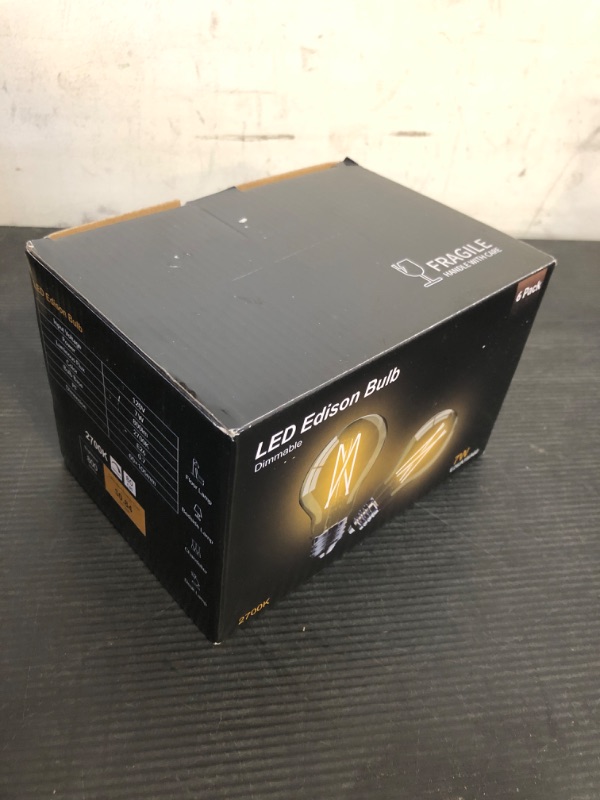 Photo 1 of TJOY 6 Pack A19 Vintage LED Edison Bulbs, Dimmable Light Bulb 60W Equivalent, High Brightness 2700K Warm White, 7W E26 Standard Base, 800Lumens, CRI80+, Clear Glass Filament Bulb for Home, Farmhouse