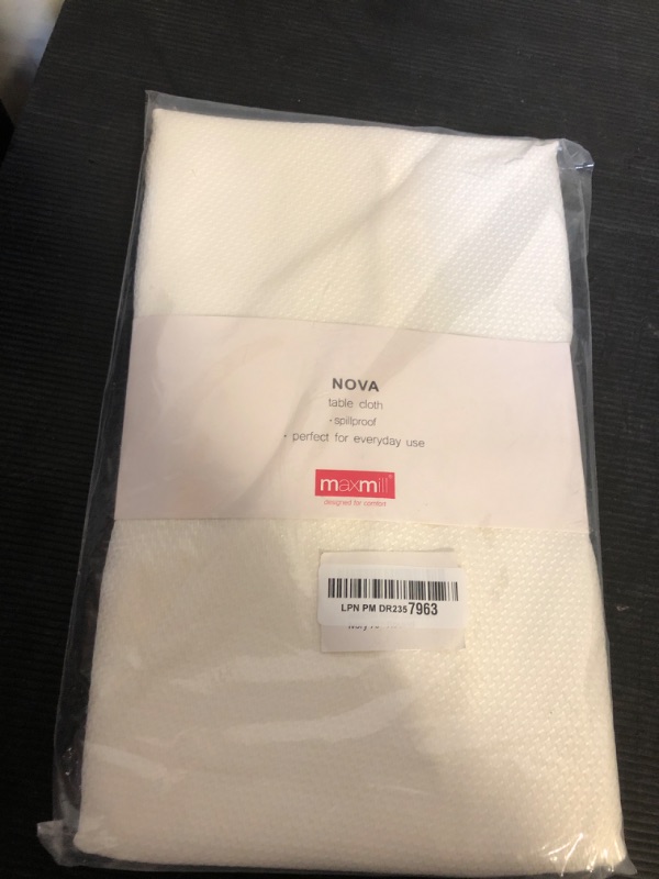 Photo 1 of maxmill Round Textured Tablecloth Spill-Proof Wrinkle Free Soft Jacquard Table Cloth for Circular Table Cover, for Dining Room Buffet Banquet Parties Holiday Dinner, 70 Inch Ivory