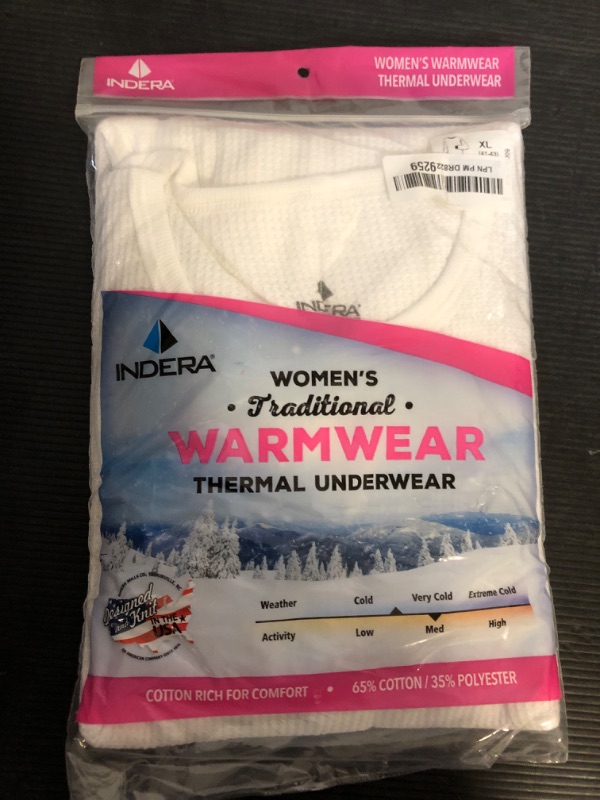 Photo 1 of Size XL--Indera Women's Thermal Long Sleeve Shirt, Cozy Waffle Shirt with Reliable Heat Retention, White, X-Large, Pack of 2