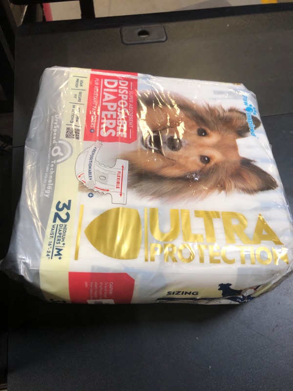 Photo 1 of Paw Inspired 32ct Disposable Dog Diapers | Female Dog Diapers Ultra Protection | Diapers for Dogs in Heat, Excitable Urination, or Incontinence (Medium Plus)