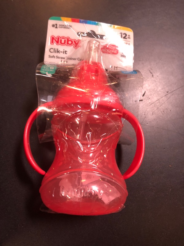 Photo 1 of Nuby No-Spill Flip N' Sip Clik-It Cup with 360 Straw, 8 Ounce, Colors May Vary