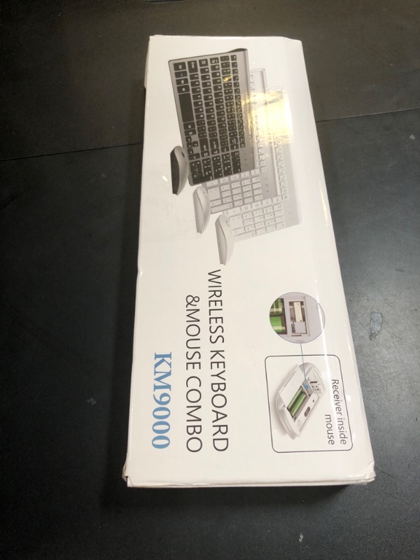 Photo 1 of Wireless Keyboard and Mouse Ultra Slim Combo, TopMate 2.4G Silent Compact USB 2400DPI Mouse and Scissor Switch Keyboard Set with Cover, 2 AA and 2 AAA Batteries, for PC/Laptop/Windows/Mac - White