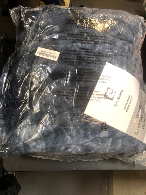 Photo 1 of EHEYCIGA Electric Heated Throw Blanket Twin Size Faux Fur, 10 Hours Auto Shut Off 9 Heating Levels Heating Blanket for Kids, Soft Warm Heated Blanket Fast Heating Navy Blue, Faux Fur & Sherpa