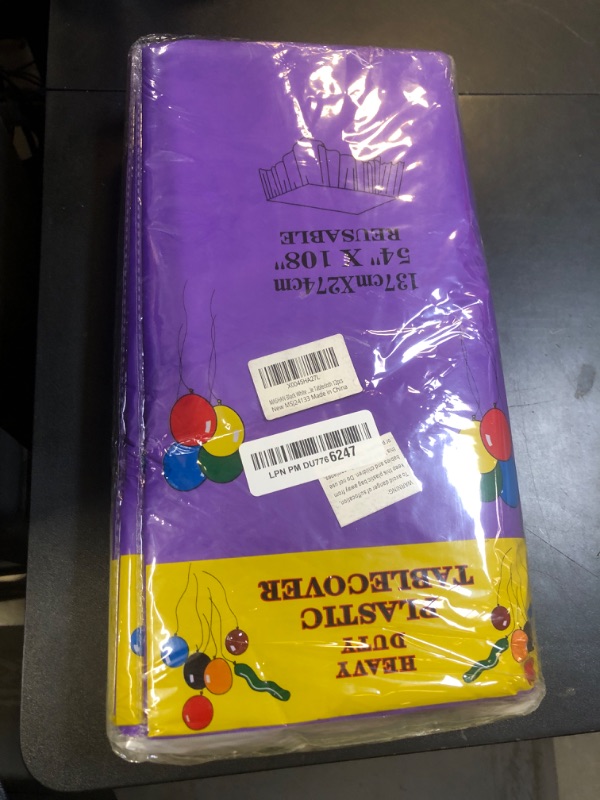 Photo 1 of 12 Pcs Purple Black White Plastic Tablecloths Bulk,54 x 108 Inch Disposable Rectangle Party Table Cloth Waterproof Table Cover for Birthday Wedding Anniversary Graduation Party Decorations Supplies
