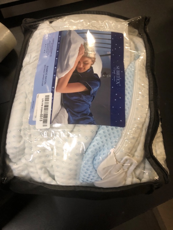 Photo 1 of Subrtex 3 Inch Mattress Topper Cover (Only Cover) Mattress Topper Protector Bedding Rayon Made from Bamboo Removable Mattress Encasement with Zippers, CK