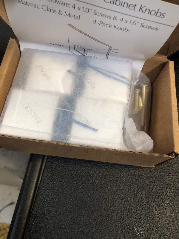 Photo 1 of JEREVER 4 Pack Glass Brass Knobs Vintage Crystal Drawer Pull Cabinet Handle for Dresser Kitchen Bathroom Gold Furniture Hardware (Egg Shape)