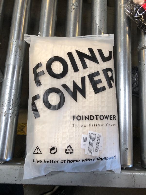 Photo 1 of Foindtower Set of 2 Decorative Cotton Waffle Weave Lumbar Throw Pillow Covers Euro Shams Cushion Covers Accent European Pillowcase For Bed Couch Bedroom Living Room Home Decor 12×20 Inch Natural Beige