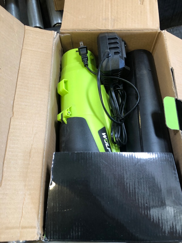 Photo 1 of Leaf Blower, Electric Cordless Leaf Blower with 2 Batteries and Charger, 2 Speed Mode, Lightweight Leaf Blowers for Blowing Leaves, Patio Cleaning, Lawn Care and Dust