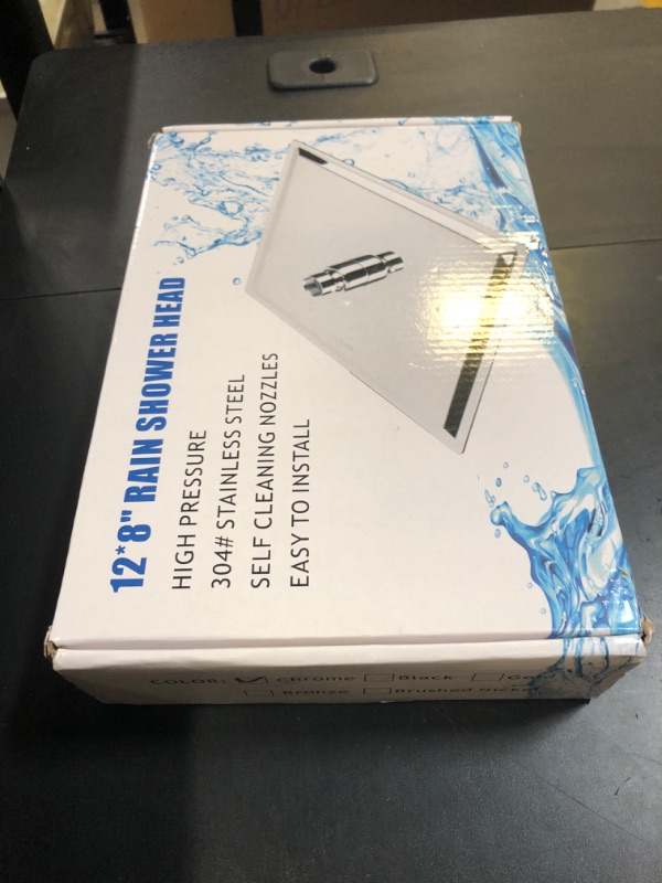 Photo 1 of Voolan Rain Shower Head - High Flow Large Rainfall Shower Heads Made of Stainless Steel - Waterfall Bathroom Square Showerhead - Ceiling or Wall Mount (12 * 8 Inch Rectangle, Chrome)