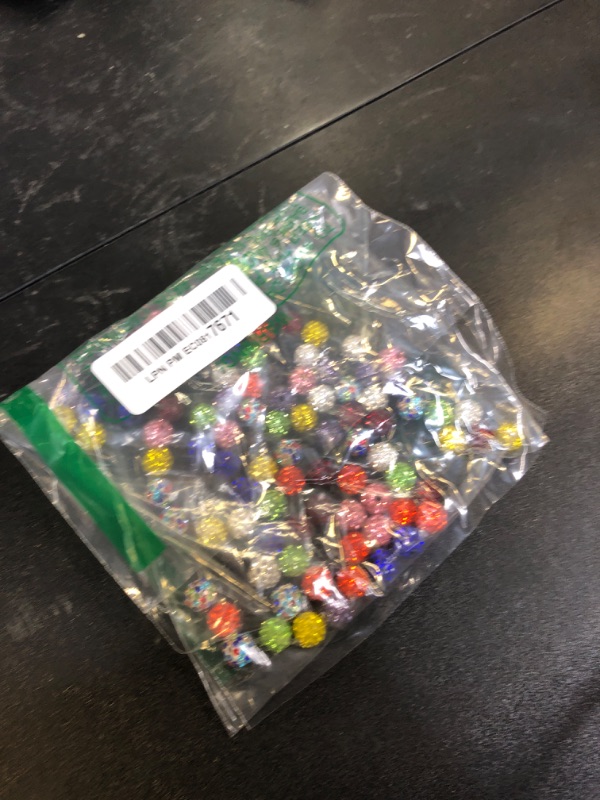 Photo 1 of 100 pcs 10mm Rhinestone Beads for Jewelry Making, 10 Mixed Colors Shiny Round Shamballa Disco Beads, Sparkle Crystal Clay Christmas for Bracelet Baseball Necklace Earring Crafting and DIY