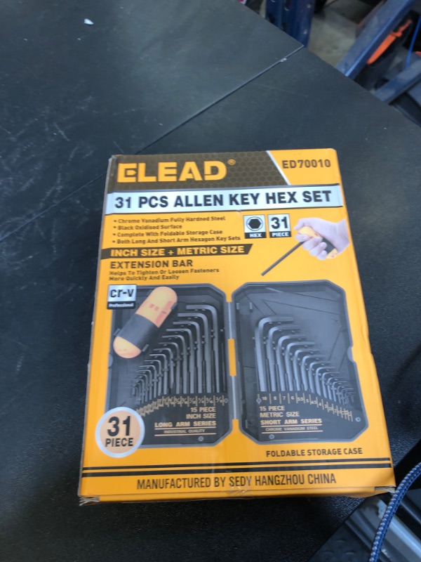 Photo 1 of ELEAD 31-Piece Hex Key Set - Allen Wrench Set, SAE and Metric Allen Keys MM(0.7mm-10mm) SAE(0.028"-3/8) Heat-Treated, Torque Handle, High Leverage, Long & Short Keys, Easy Organization