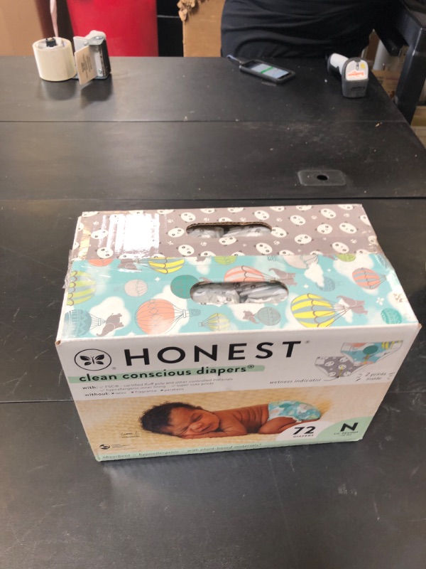 Photo 1 of The Honest Company Clean Conscious Diapers for Sensitive Skin | Hypoallergenic, Fragrance Free | Gender Neutral Prints | Club Box, Size Newborn, 72 Count