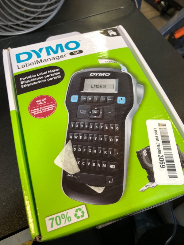 Photo 1 of DYMO LabelManager 160 Portable Label Maker Bundle, Easy-to-Use, One-Touch Smart Keys, QWERTY Keyboard, Large Display, For Home & Office Organization, Includes 3 D1 Label Cassettes