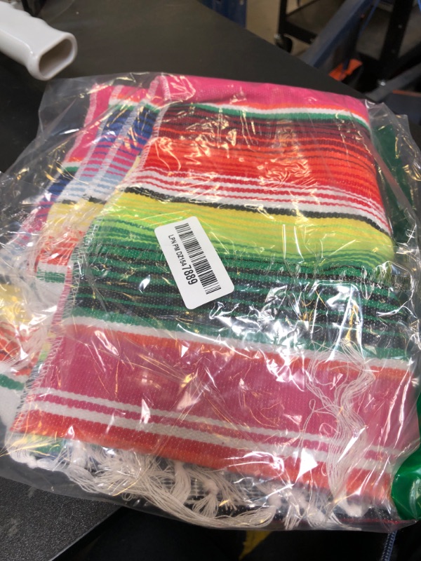 Photo 1 of Fowecelt Mexican Serape Table Runner 14 x 84 Inch for Mexican Party Wedding Decorations Outdoor Picnics Dining Table, Fringe Cotton Table Runners