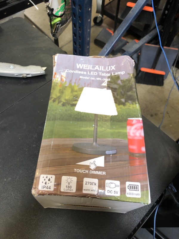 Photo 1 of WEILAILUX Outdoor Battery Operated Table Lamp Waterproof, 4000mAh Cordless Rechargeable, Touch Dimmable Desk Lamp, LED Night Light for Patio Camping Restaurant Home, H9.6in, Wood Grain