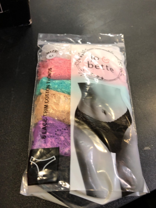 Photo 1 of Jo & Bette (6 Pack) Cotton Womens Thong Underwear Lace Trim Soft Sexy Lingerie Panties Set,Pastels,M (6-8)
