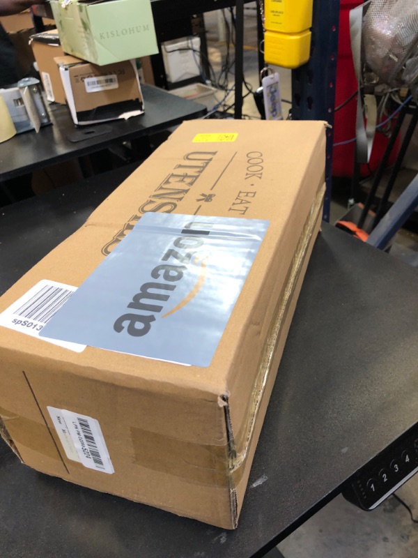 Photo 1 of Suli Extra Large Kitchen Utensils Holder with 4 Compartments, Wooden Utensil Organizer for Kitchen Countertop, Farmhouse Decor, Rustic Cooking Utensil - White grain