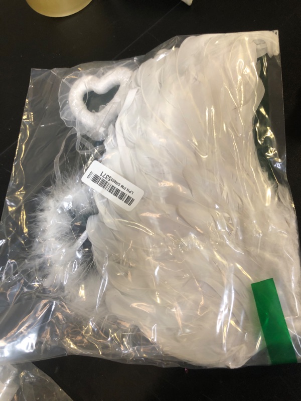 Photo 1 of Zezzxu Angel Wings and Halo Magic Wand Set, Small White Feather Wing Halloween Angel Costume Set for Girls Kids (25 × 13 Inches)